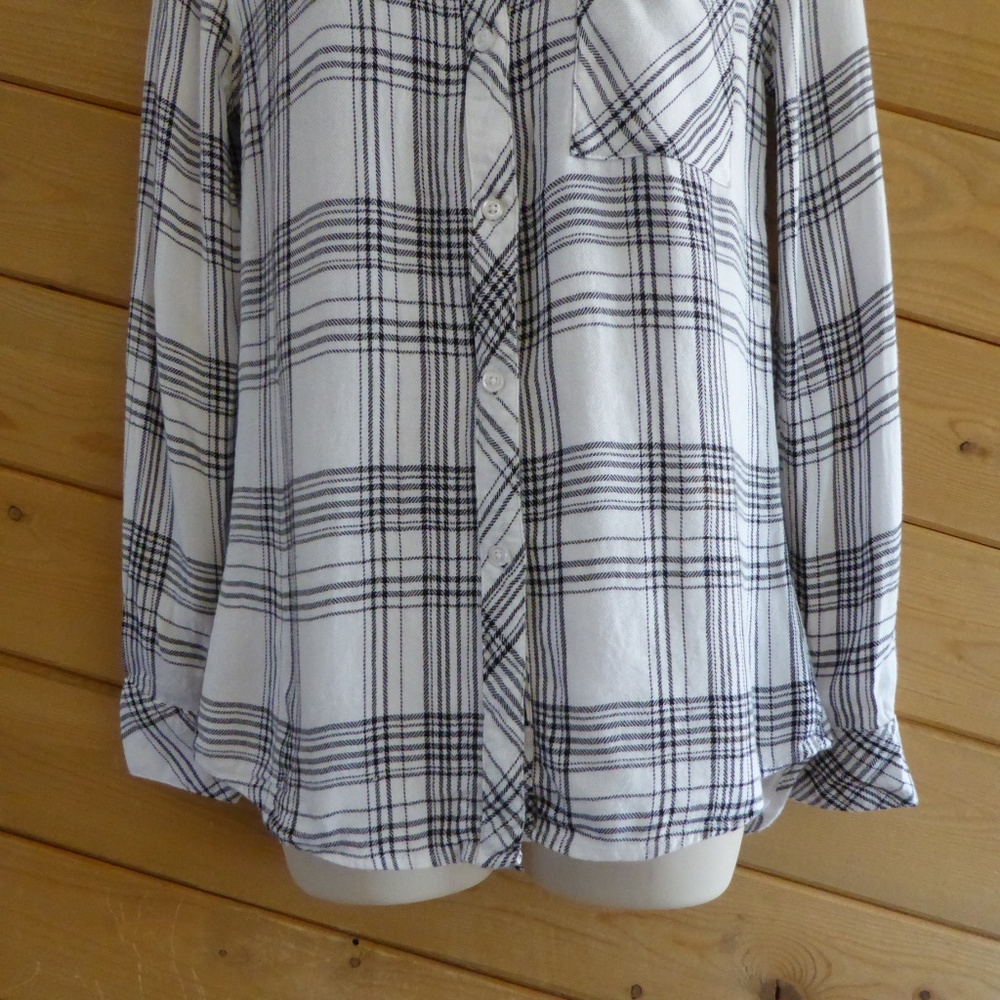 Rails Black White Check Plaid Button Up Shirt Xs - image 4